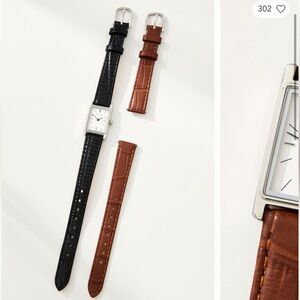 Heaven Mayhem Carino Watch -Silver Square Face Watch with Black AND Brown Strap